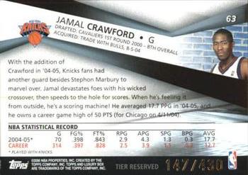 2005-06 Topps Luxury Box - Tier Reserved #63 Jamal Crawford Back