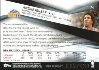 2005-06 Topps Luxury Box - Tier Reserved #76 Andre Miller Back