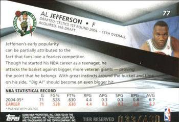 2005-06 Topps Luxury Box - Tier Reserved #77 Al Jefferson Back