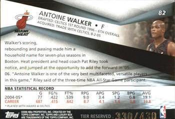 2005-06 Topps Luxury Box - Tier Reserved #82 Antoine Walker Back