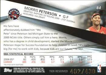 2005-06 Topps Luxury Box - Tier Reserved #84 Morris Peterson Back