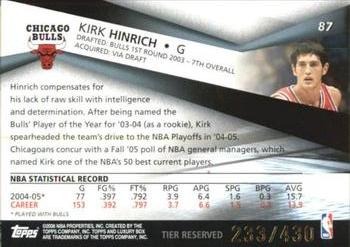 2005-06 Topps Luxury Box - Tier Reserved #87 Kirk Hinrich Back