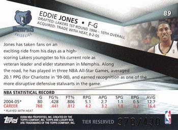 2005-06 Topps Luxury Box - Tier Reserved #89 Eddie Jones Back