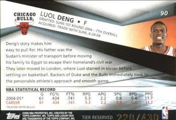2005-06 Topps Luxury Box - Tier Reserved #90 Luol Deng Back