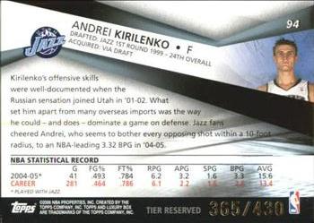 2005-06 Topps Luxury Box - Tier Reserved #94 Andrei Kirilenko Back
