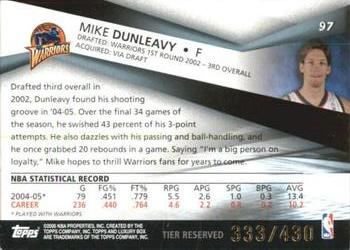 2005-06 Topps Luxury Box - Tier Reserved #97 Mike Dunleavy Back