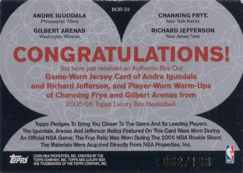 2005-06 Topps Luxury Box - Box Out Quad Relics #BOR-39 Andre Iguodala / Channing Frye / Gilbert Arenas / Richard Jefferson Back