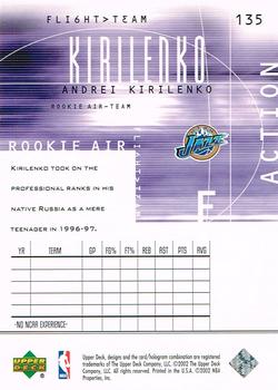 2001-02 Upper Deck Flight Team #135 Andrei Kirilenko Back