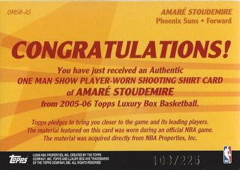 2005-06 Topps Luxury Box - One Man Show Relics #OMSR-AS Amare Stoudemire Back