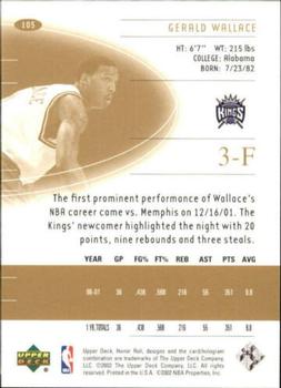 2001-02 Upper Deck Honor Roll #105 Gerald Wallace Back