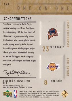 2001-02 Upper Deck Honor Roll #124 Jason Richardson / Kobe Bryant Back