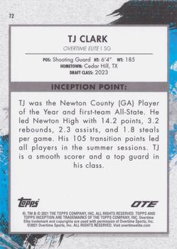 2021-22 Topps Inception Overtime Elite #72 TJ Clark Back