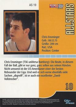 2003 City-Press BBL Playercards - Allstars #AS19 Chris Ensminger Back