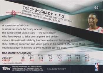 2005-06 Topps Luxury Box - Season Ticket #44 Tracy McGrady Back