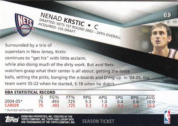 2005-06 Topps Luxury Box - Season Ticket #69 Nenad Krstic Back