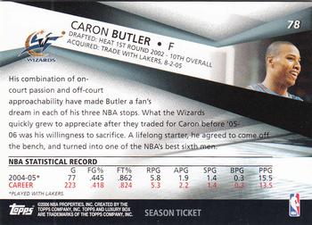 2005-06 Topps Luxury Box - Season Ticket #78 Caron Butler Back