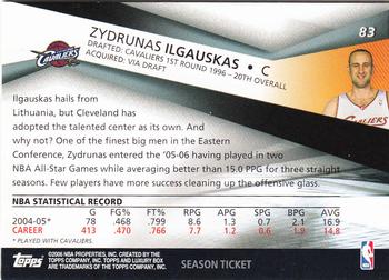 2005-06 Topps Luxury Box - Season Ticket #83 Zydrunas Ilgauskas Back