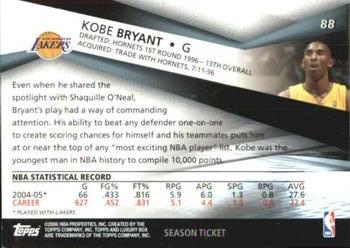 2005-06 Topps Luxury Box - Season Ticket #88 Kobe Bryant Back