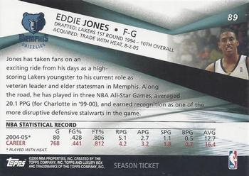 2005-06 Topps Luxury Box - Season Ticket #89 Eddie Jones Back