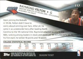 2005-06 Topps Luxury Box - Season Ticket #117 Raymond Felton Back