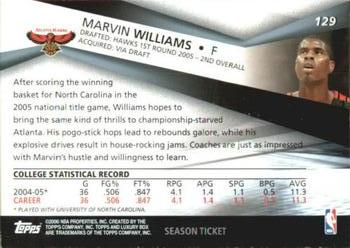2005-06 Topps Luxury Box - Season Ticket #129 Marvin Williams Back
