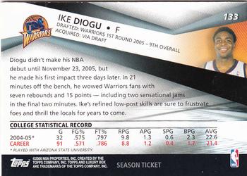 2005-06 Topps Luxury Box - Season Ticket #133 Ike Diogu Back