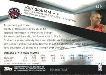 2005-06 Topps Luxury Box - Season Ticket #139 Joey Graham Back