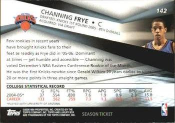 2005-06 Topps Luxury Box - Season Ticket #142 Channing Frye Back