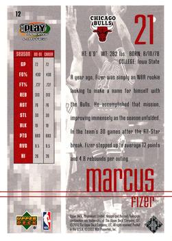 2001-02 UD PlayMakers Limited #12 Marcus Fizer Back