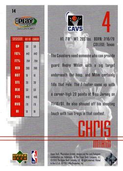 2001-02 UD PlayMakers Limited #14 Chris Mihm Back
