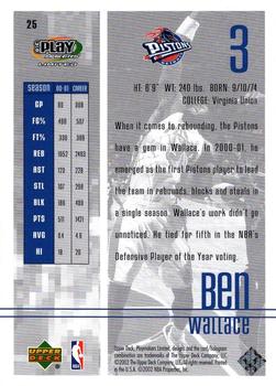 2001-02 UD PlayMakers Limited #25 Ben Wallace Back