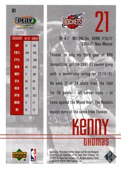 2001-02 UD PlayMakers Limited #31 Kenny Thomas Back