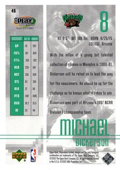 2001-02 UD PlayMakers Limited #46 Michael Dickerson Back