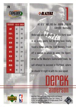 2001-02 UD PlayMakers Limited #78 Derek Anderson Back