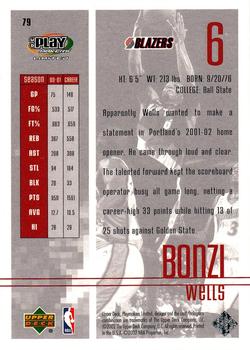 2001-02 UD PlayMakers Limited #79 Bonzi Wells Back