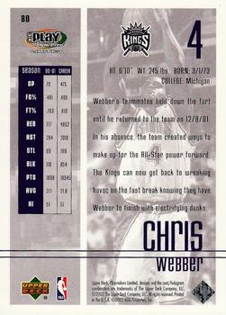 2001-02 UD PlayMakers Limited #80 Chris Webber Back