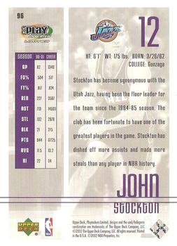 2001-02 UD PlayMakers Limited #96 John Stockton Back
