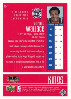 2001-02 UD PlayMakers Limited #104 Gerald Wallace Back