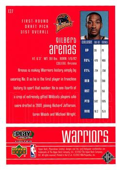 2001-02 UD PlayMakers Limited #127 Gilbert Arenas Back