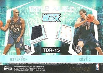 2005-06 Topps Luxury Box - Triple Double 5 Relics #TDR-15 Vince Carter / Jason Kidd / Antoine Wright / Richard Jefferson / Nenad Krstic Back