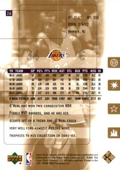 2001-02 Upper Deck Ultimate Collection #26 Shaquille O'Neal Back