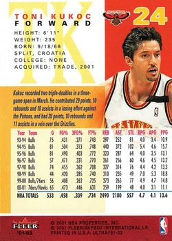 2001-02 Ultra #24 Toni Kukoc Back