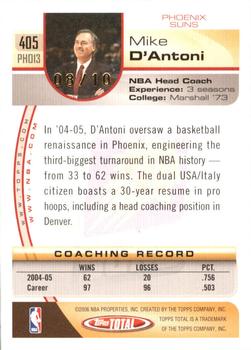 2005-06 Topps Total - Gold #405 Mike D'Antoni Back
