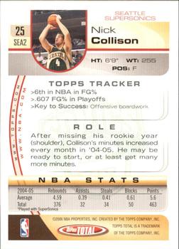 2005-06 Topps Total - Silver #25 Nick Collison Back