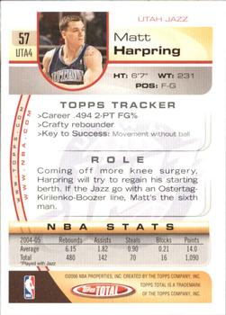 2005-06 Topps Total - Silver #57 Matt Harpring Back