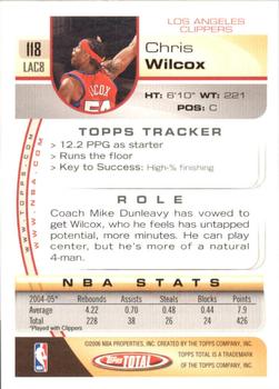 2005-06 Topps Total - Silver #118 Chris Wilcox Back