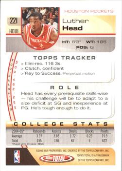 2005-06 Topps Total - Silver #221 Luther Head Back
