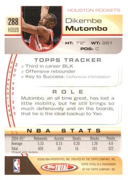 2005-06 Topps Total - Silver #288 Dikembe Mutombo Back