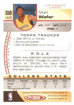 2005-06 Topps Total - Silver #350 Von Wafer Back