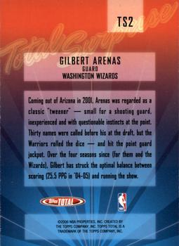 2005-06 Topps Total - Total Surprise #TS2 Gilbert Arenas Back